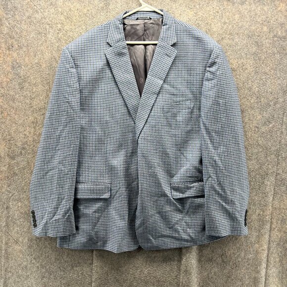 Ralph Lauren Blazer Mens 52R Blue Wool Sports Coat Jacket Check Gingham Luxury - Picture 1 of 13